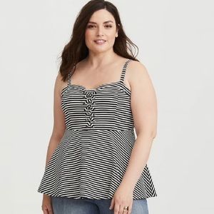 Torrid | Stripe Lace Front Tank